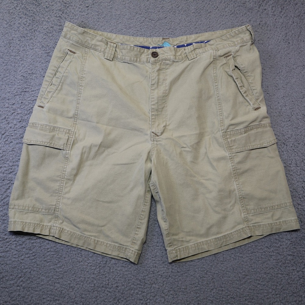 Tommy Bahama Mens Khaki‎ Tan Cargo Shorts Size 38 Cotton Blend Stretch Casual